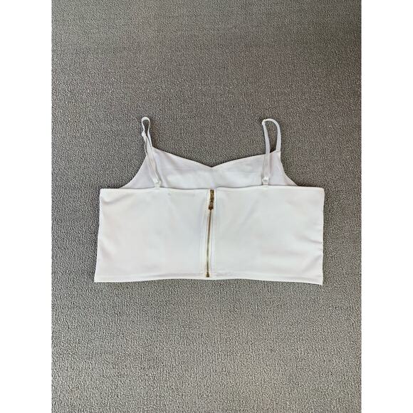 Fancyinn Crop Top White Zipper Accent Size Large - Picture 2 of 6